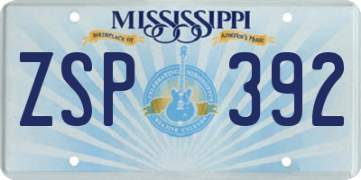 MS license plate ZSP392