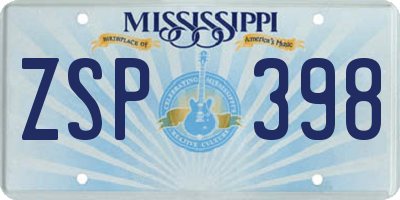 MS license plate ZSP398