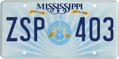 MS license plate ZSP403