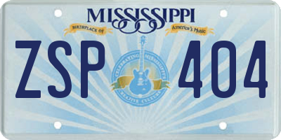 MS license plate ZSP404