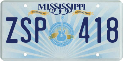 MS license plate ZSP418
