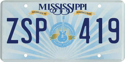 MS license plate ZSP419