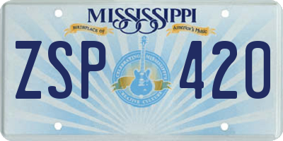 MS license plate ZSP420