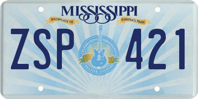MS license plate ZSP421