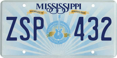 MS license plate ZSP432