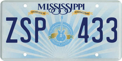 MS license plate ZSP433