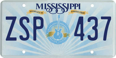 MS license plate ZSP437