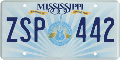 MS license plate ZSP442