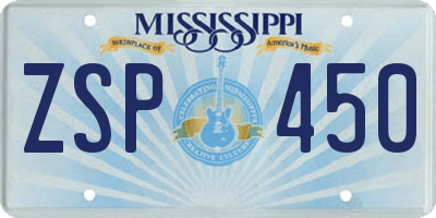 MS license plate ZSP450