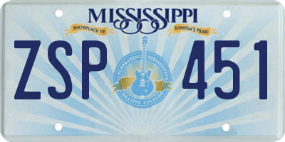 MS license plate ZSP451