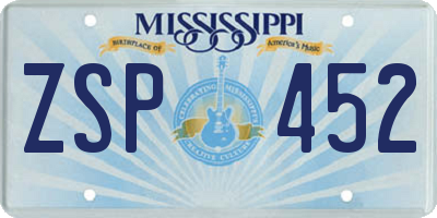 MS license plate ZSP452
