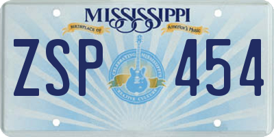 MS license plate ZSP454