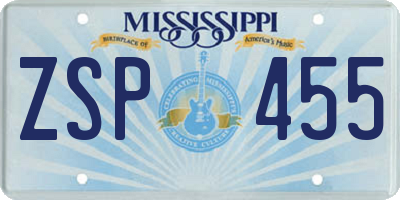 MS license plate ZSP455