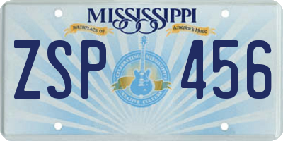 MS license plate ZSP456