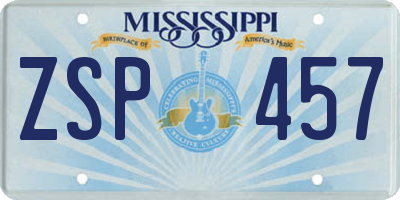 MS license plate ZSP457