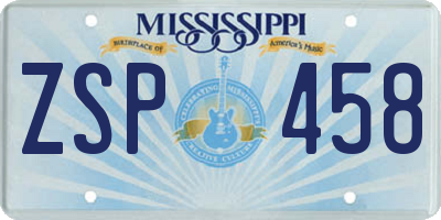 MS license plate ZSP458
