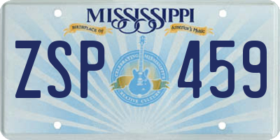 MS license plate ZSP459
