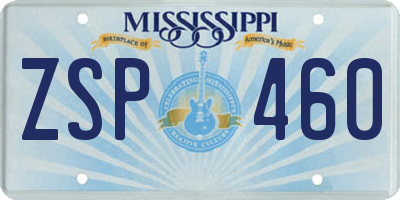 MS license plate ZSP460