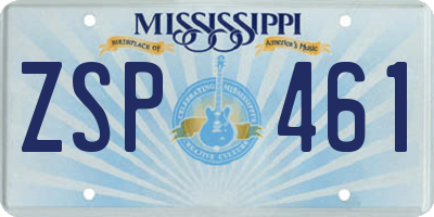 MS license plate ZSP461