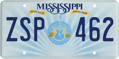 MS license plate ZSP462
