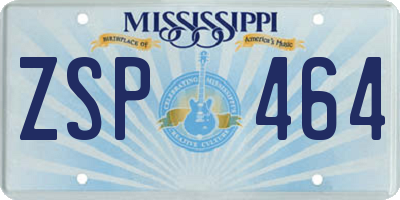 MS license plate ZSP464