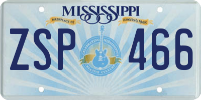 MS license plate ZSP466