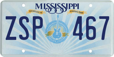 MS license plate ZSP467