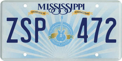 MS license plate ZSP472