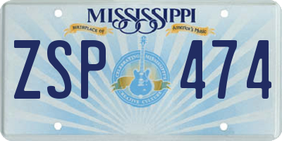 MS license plate ZSP474