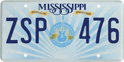MS license plate ZSP476