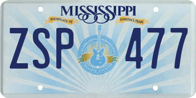 MS license plate ZSP477