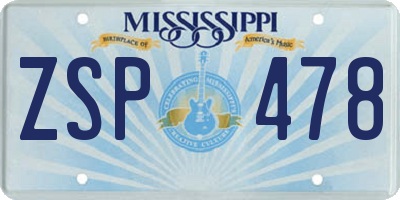 MS license plate ZSP478