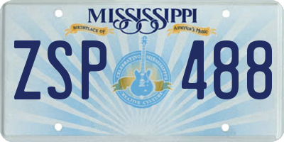 MS license plate ZSP488