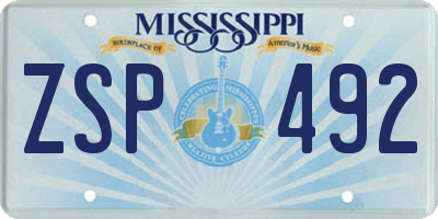 MS license plate ZSP492