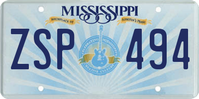 MS license plate ZSP494