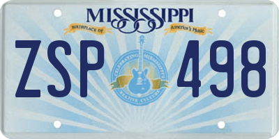 MS license plate ZSP498
