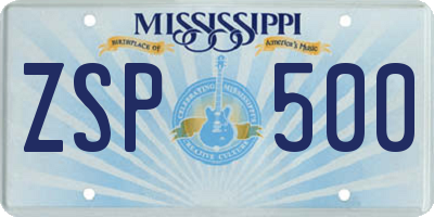 MS license plate ZSP500