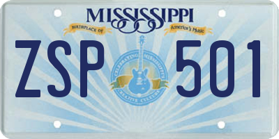 MS license plate ZSP501