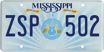 MS license plate ZSP502