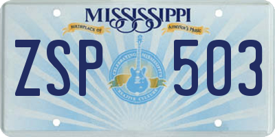 MS license plate ZSP503