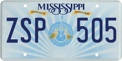 MS license plate ZSP505