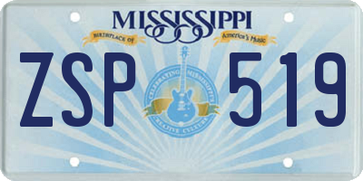 MS license plate ZSP519