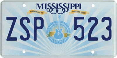 MS license plate ZSP523