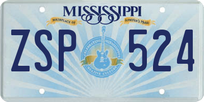 MS license plate ZSP524