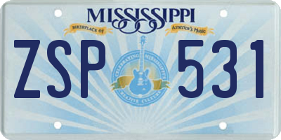 MS license plate ZSP531
