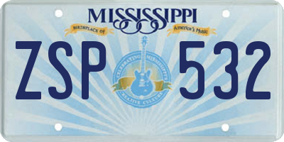 MS license plate ZSP532
