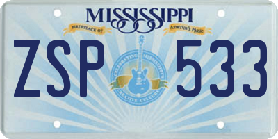 MS license plate ZSP533