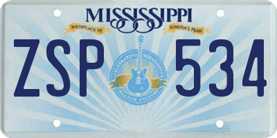 MS license plate ZSP534