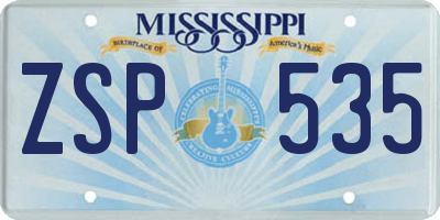 MS license plate ZSP535