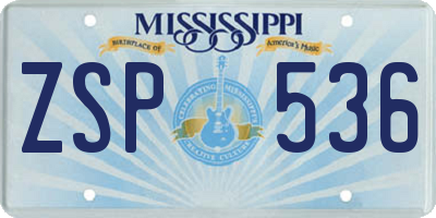 MS license plate ZSP536